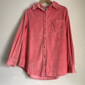 Vintage Mainstreet Blues corduroy long sleeve button down, coral, M